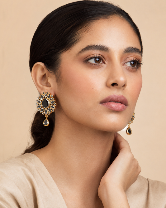 Midnight Black Teardrop Statement Earrings