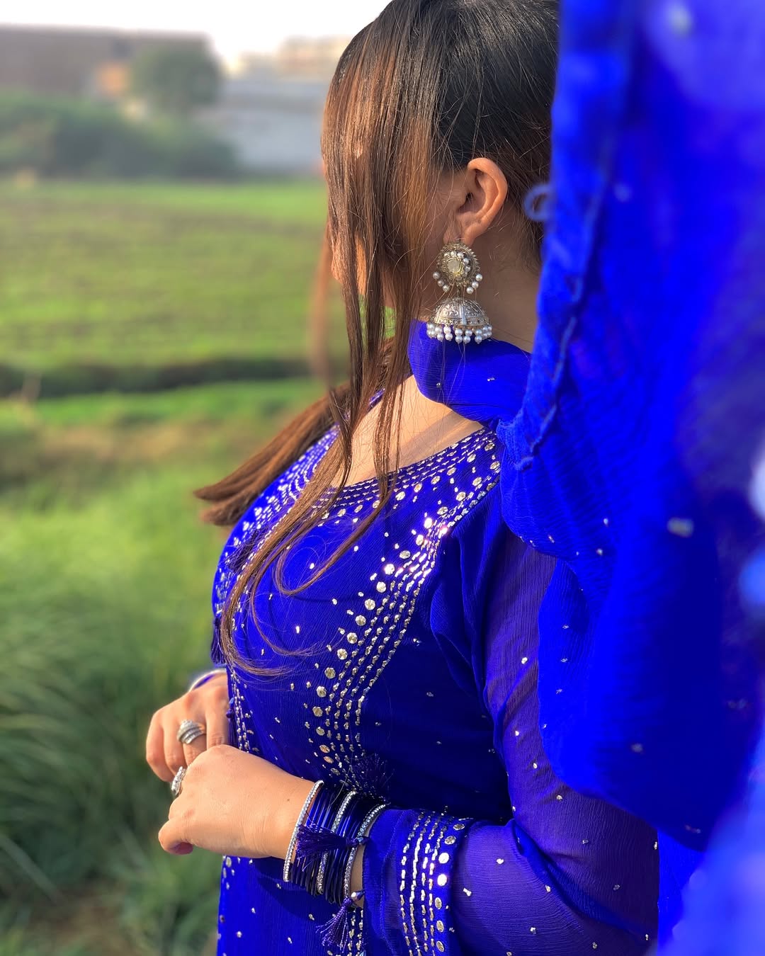 Handmade Mukesh Work Kurta Gala 3 Piece