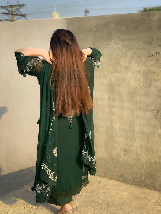 Shadow Chicken Kari Soft Chiffon 3 Piece Suit – Handmade