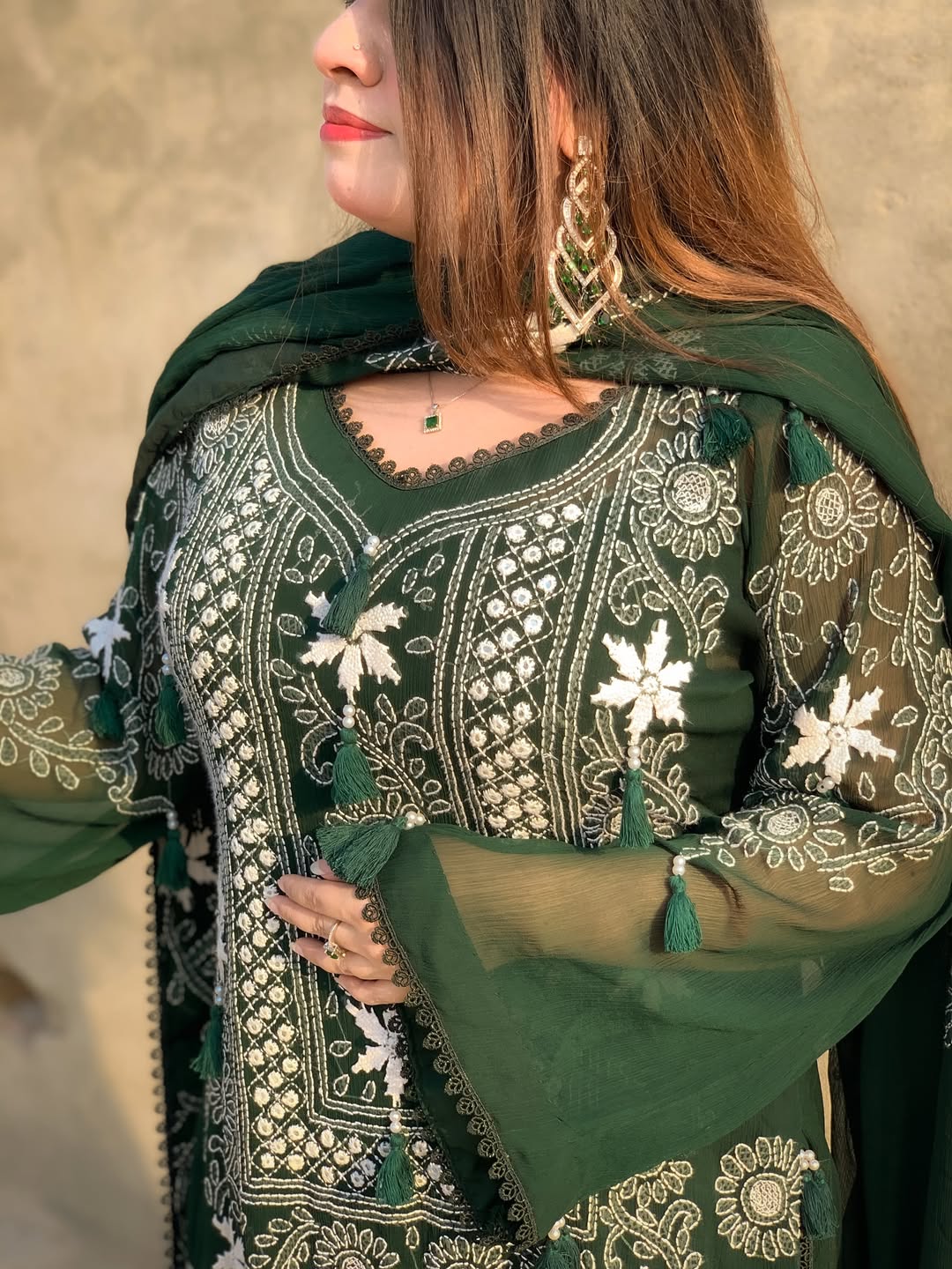 Shadow Chicken Kari Soft Chiffon 3 Piece Suit – Handmade