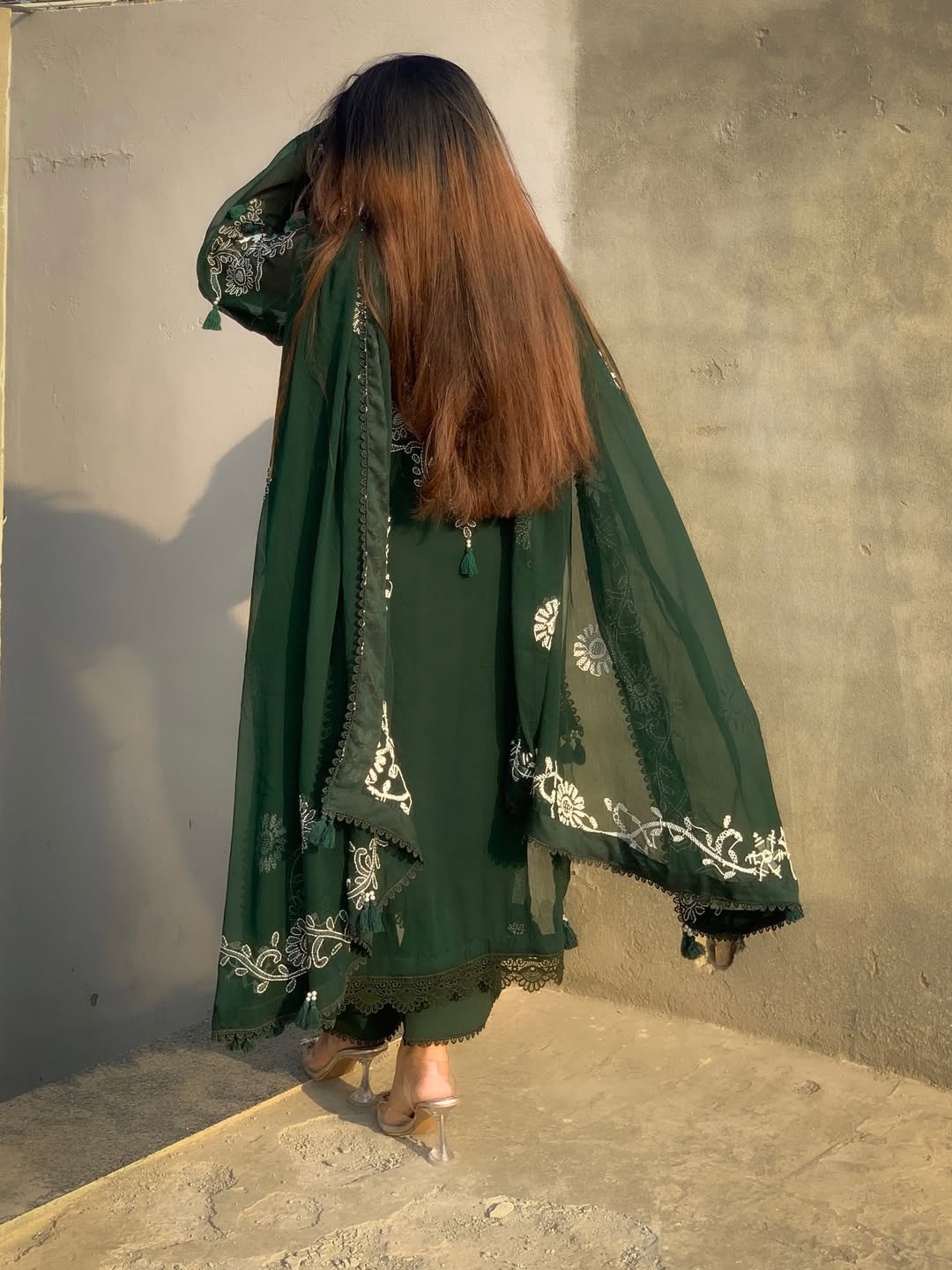 Shadow Chicken Kari Soft Chiffon 3 Piece Suit – Handmade