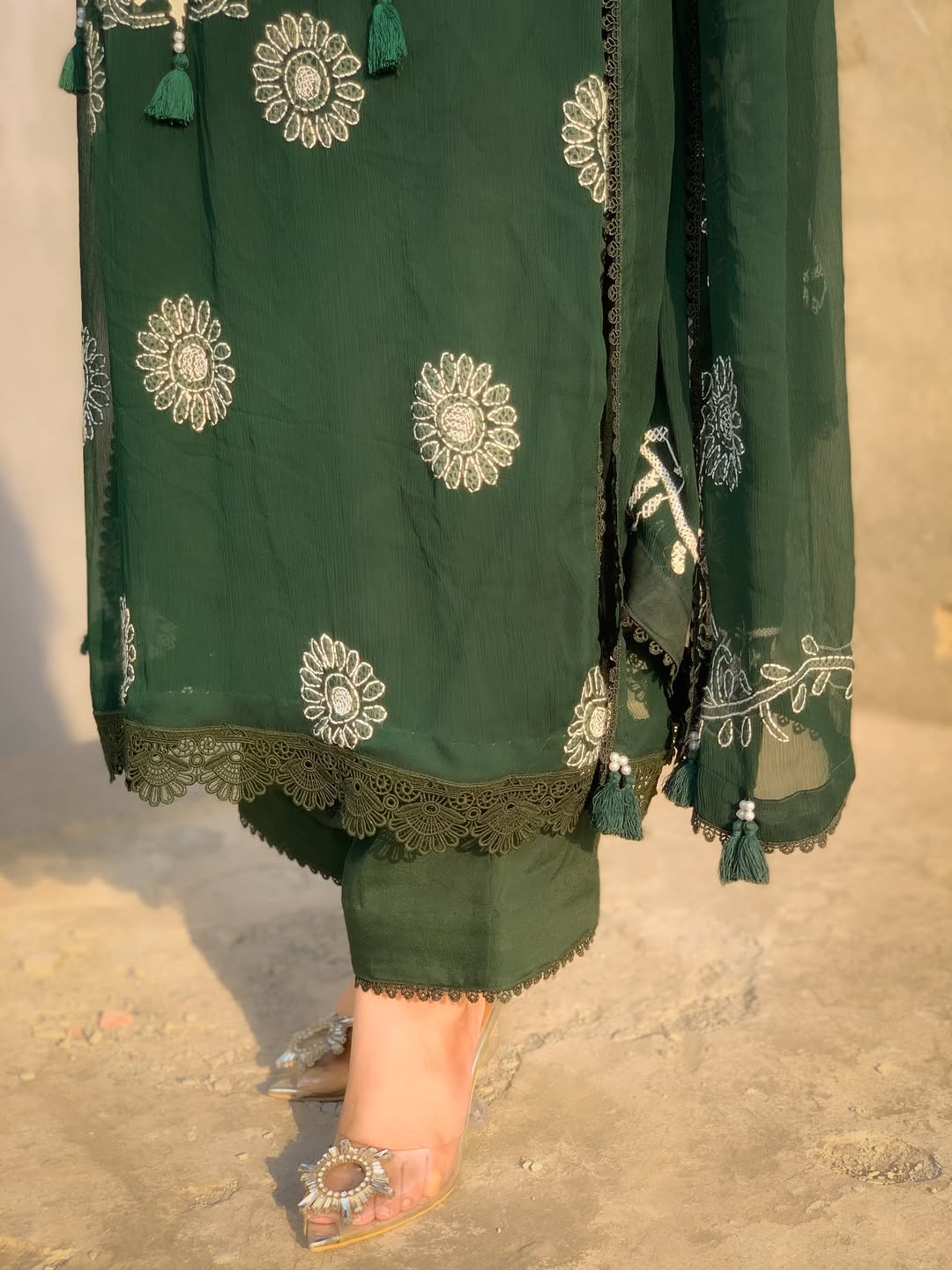 Shadow Chicken Kari Soft Chiffon 3 Piece Suit – Handmade