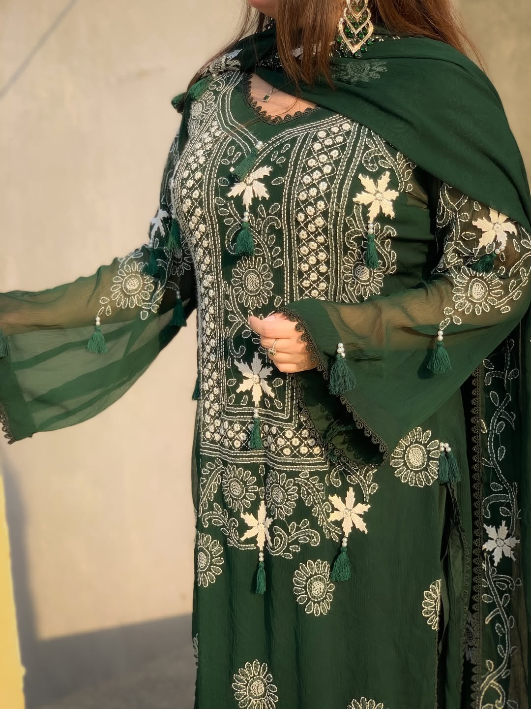 Shadow Chicken Kari Soft Chiffon 3 Piece Suit – Handmade