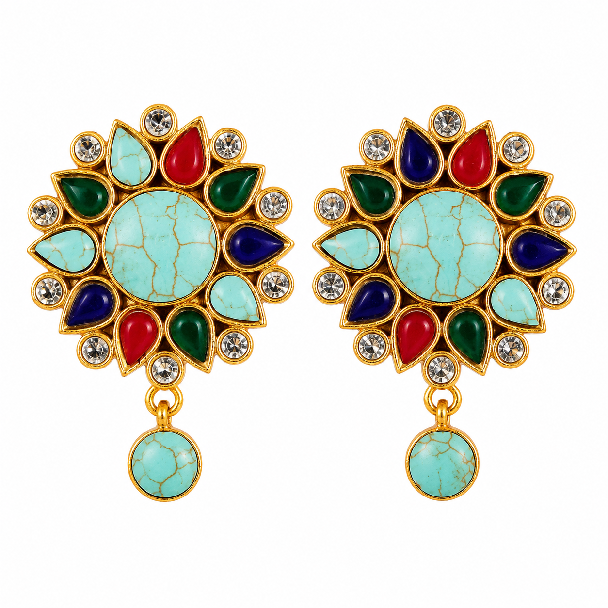 Turquoise Blue, Multicolor & Gold