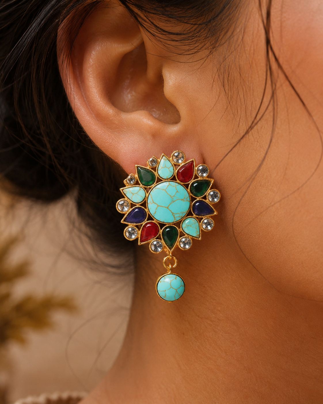 Turquoise Blue, Multicolor & Gold