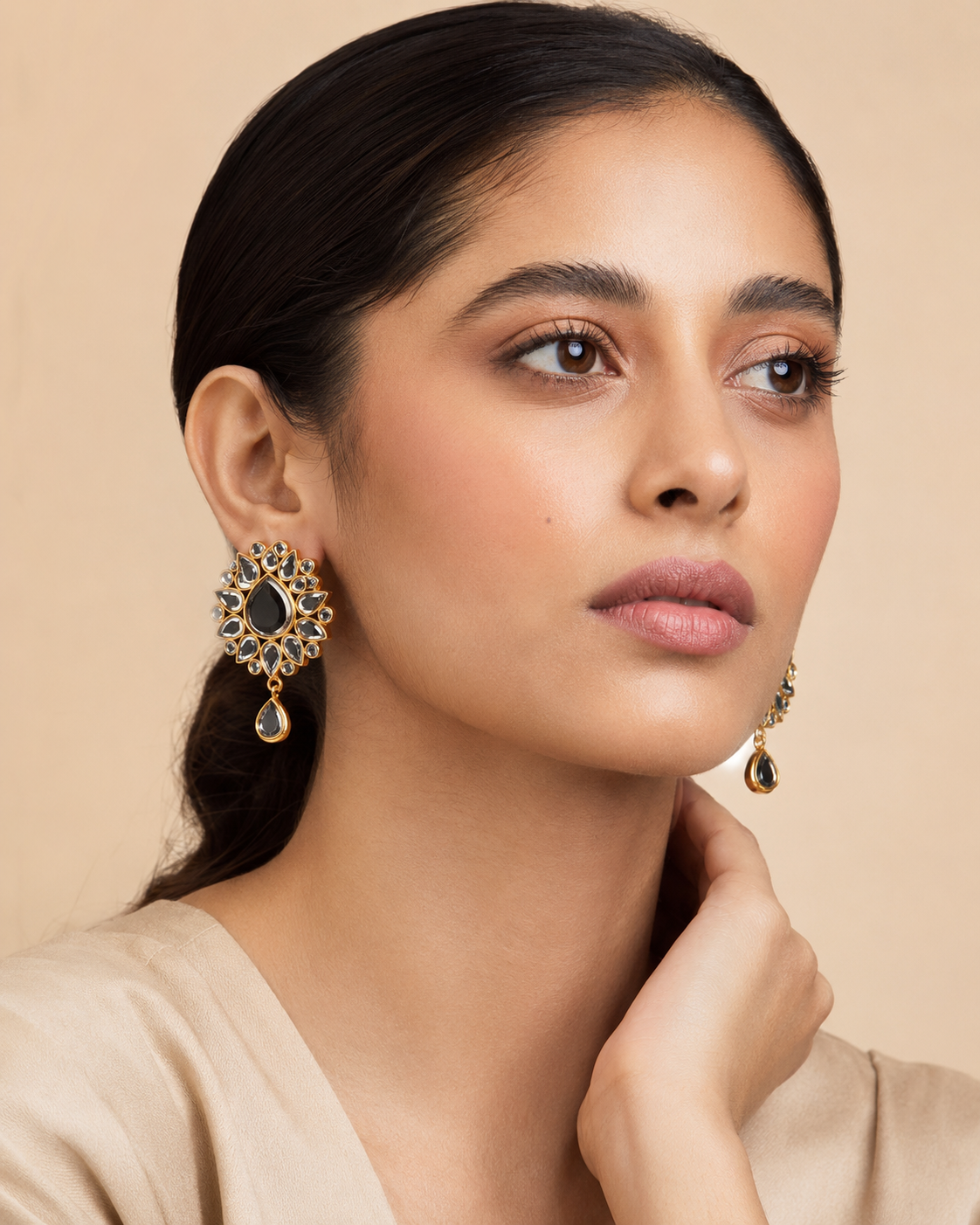Midnight Black Teardrop Statement Earrings