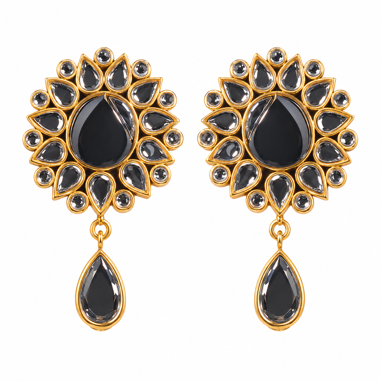 Midnight Black Teardrop Statement Earrings