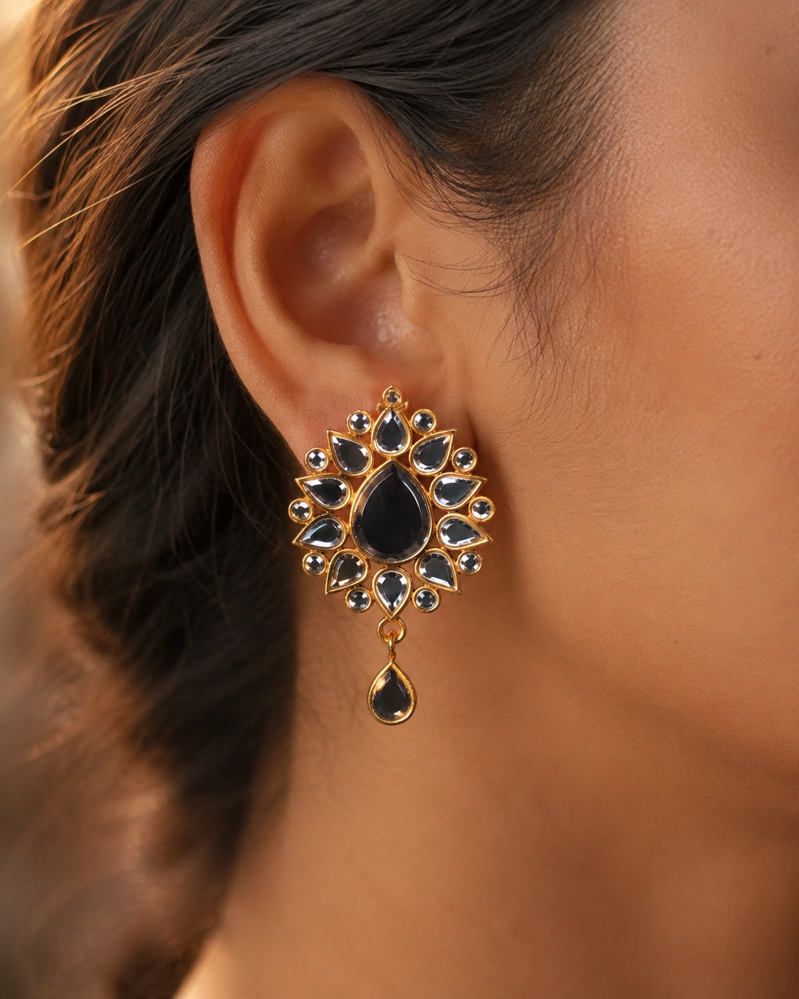 Midnight Black Teardrop Statement Earrings