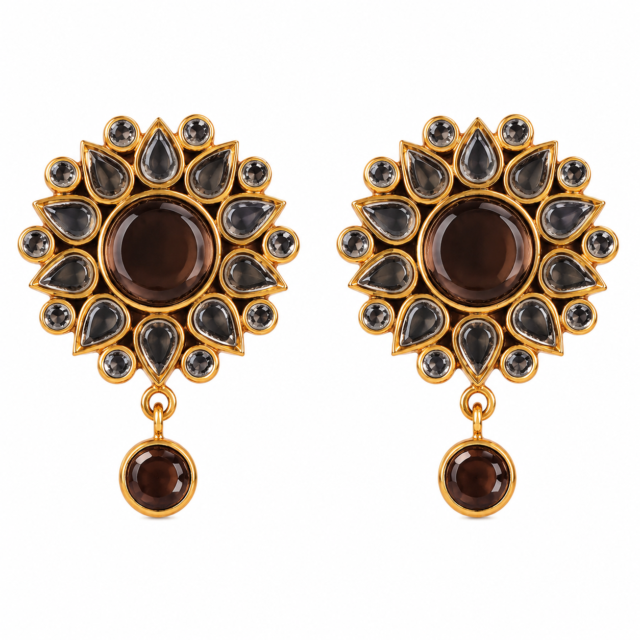 Smoky Mocha Floral Drop Earrings