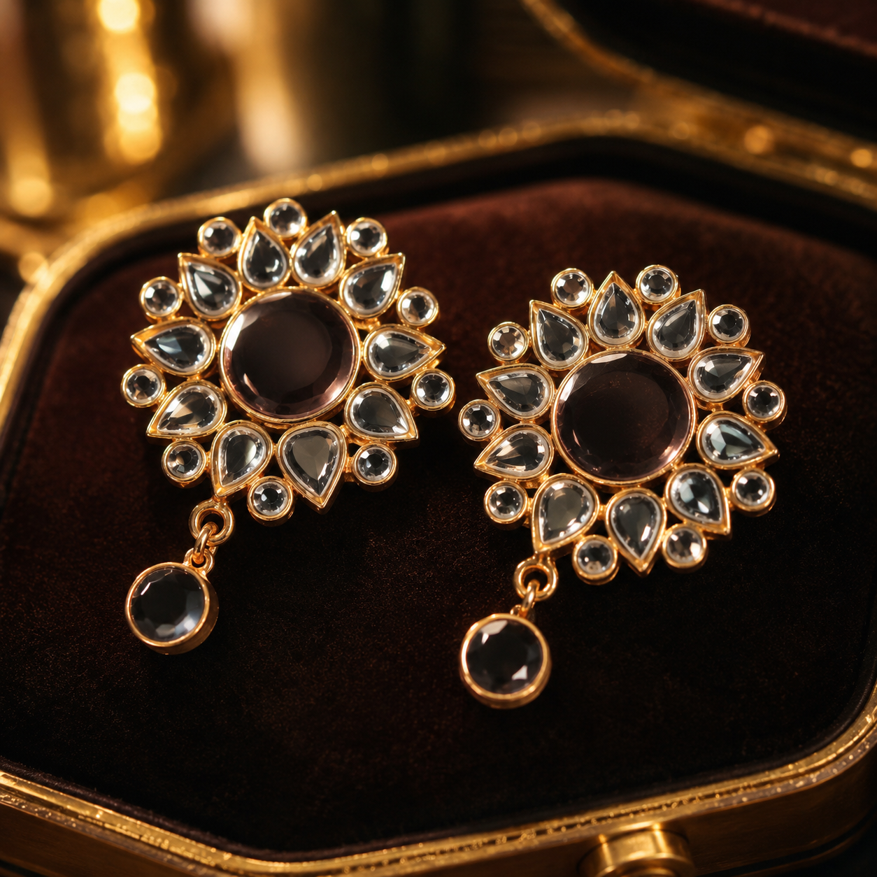 Smoky Mocha Floral Drop Earrings
