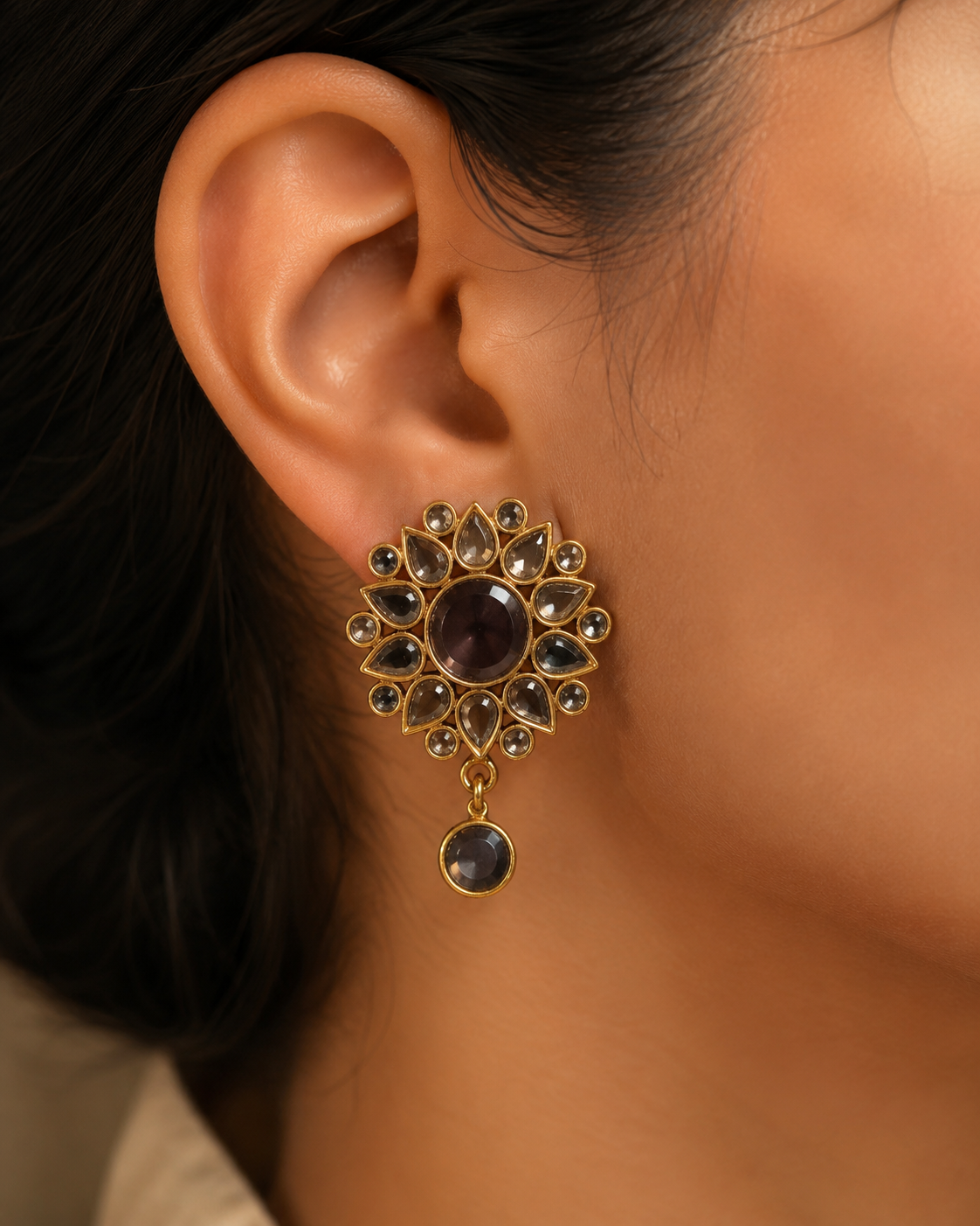 Smoky Mocha Floral Drop Earrings