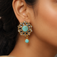 Turquoise Smoky Floral Drop Earrings