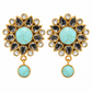Turquoise Smoky Floral Drop Earrings