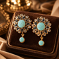 Turquoise Smoky Floral Drop Earrings