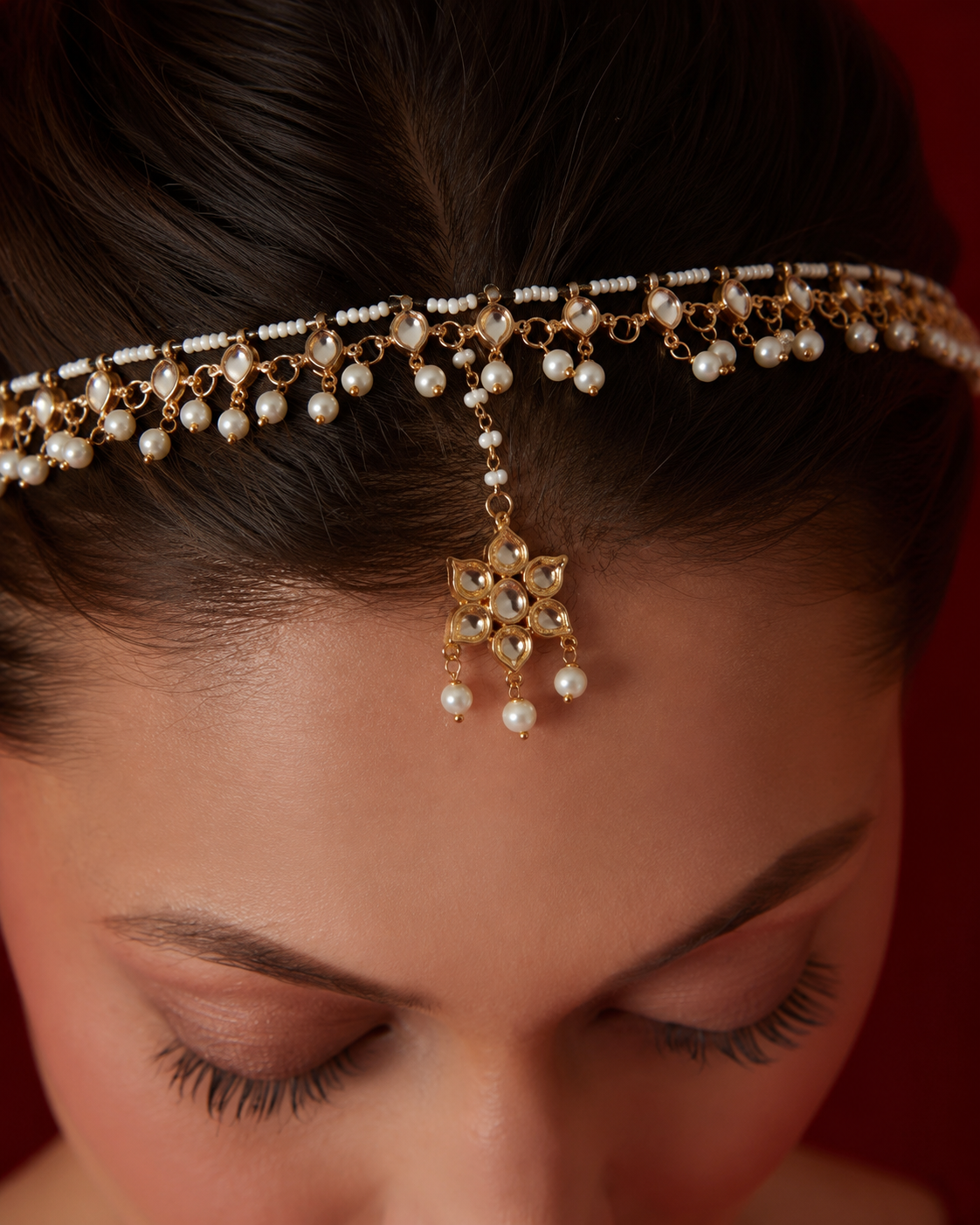 Royal Pearl Teardrop Matha Patti