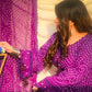 Hand Made Chiffon Chunri 3 Piece Purpal Suit