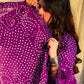 Hand Made Chiffon Chunri 3 Piece Purpal Suit