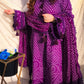 Hand Made Chiffon Chunri 3 Piece Purpal Suit