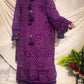 Hand Made Chiffon Chunri 3 Piece Purpal Suit