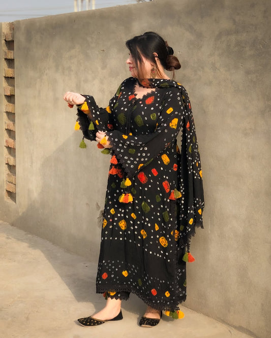 Black Lillan Chunri 3 Piece Suits