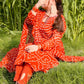 Hand Made Chiffon Chunri Collection – Red Elegant 3 Piece Suit