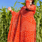 Hand Made Chiffon Chunri Collection – Red Elegant 3 Piece Suit