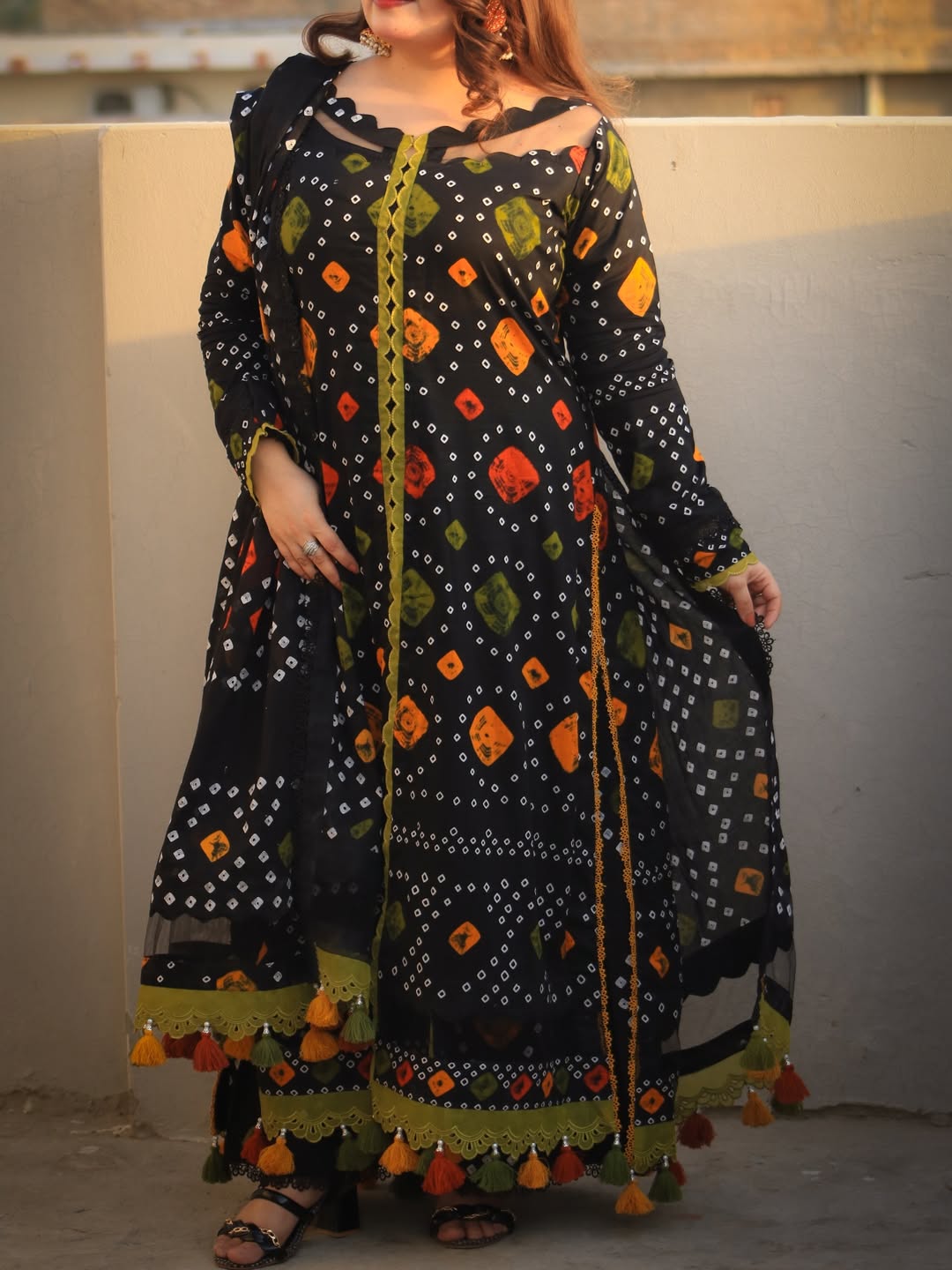 Black Printed Chunnri 3PC Suit