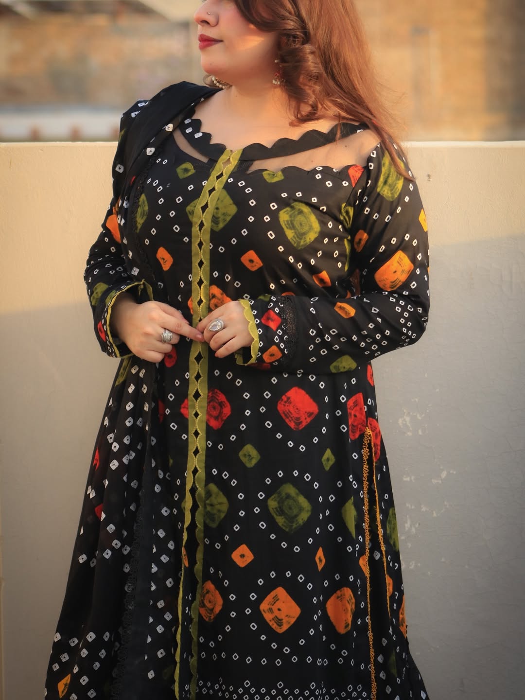 Black Printed Chunnri 3PC Suit