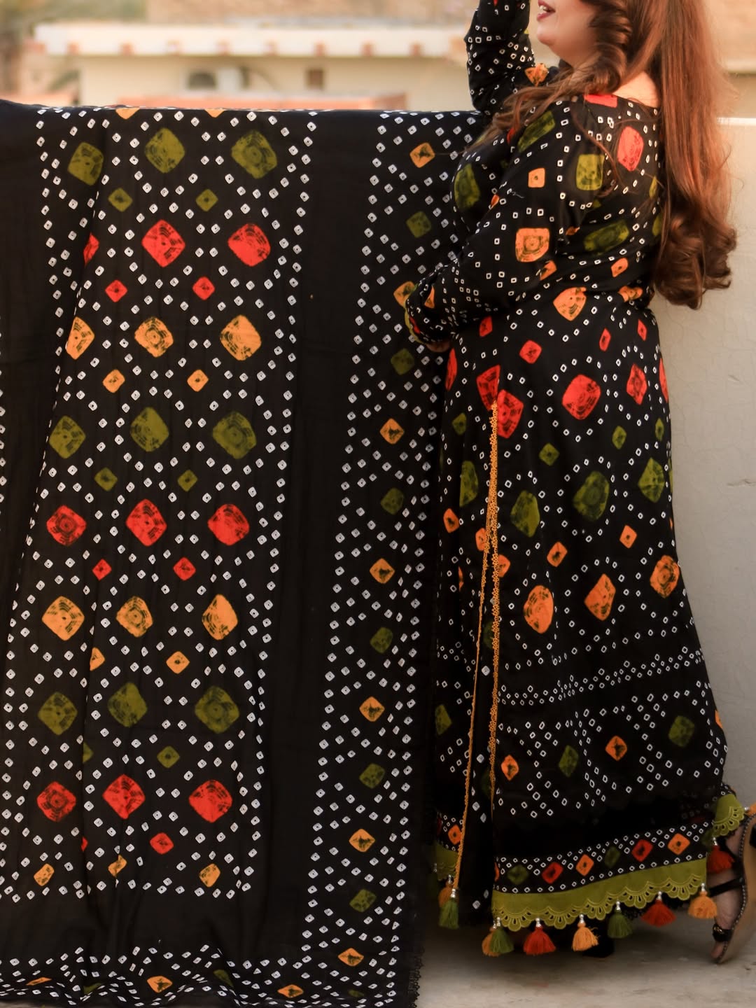 Black Printed Chunnri 3PC Suit