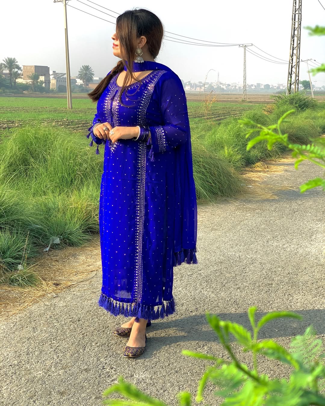 Handmade Mukesh Work Kurta Gala 3 Piece