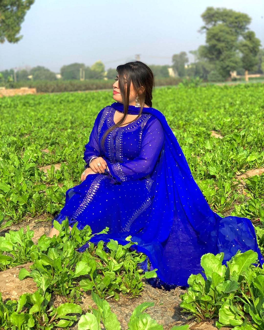 Handmade Mukesh Work Kurta Gala 3 Piece