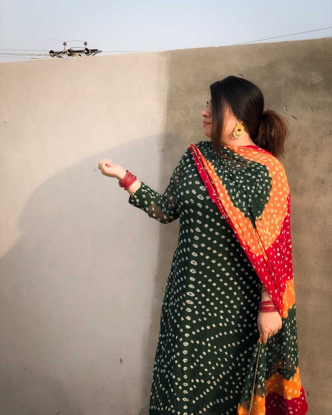 Hand Made Chunri –  Bottle Green Elegant 3 Piece Suit