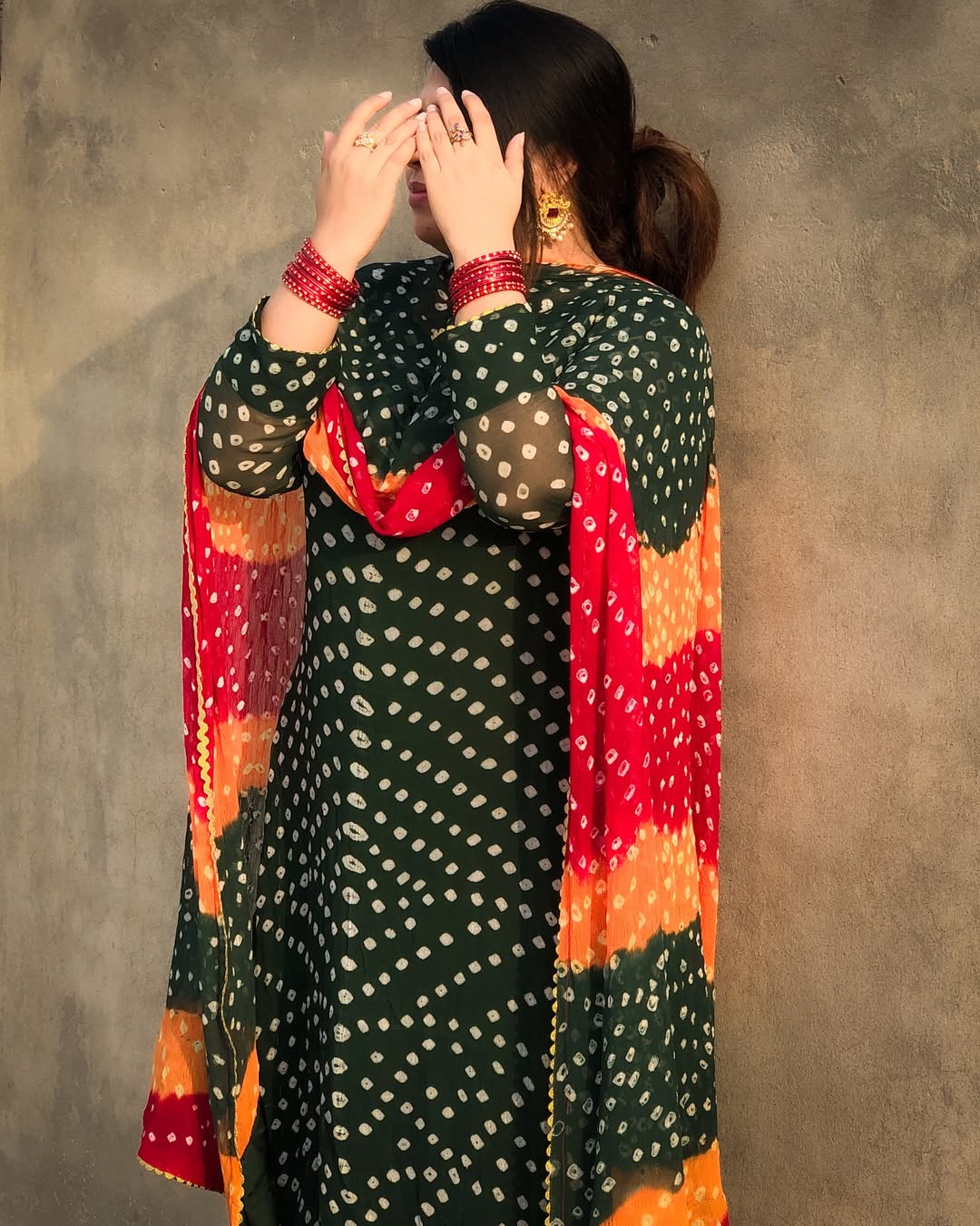 Hand Made Chunri –  Bottle Green Elegant 3 Piece Suit